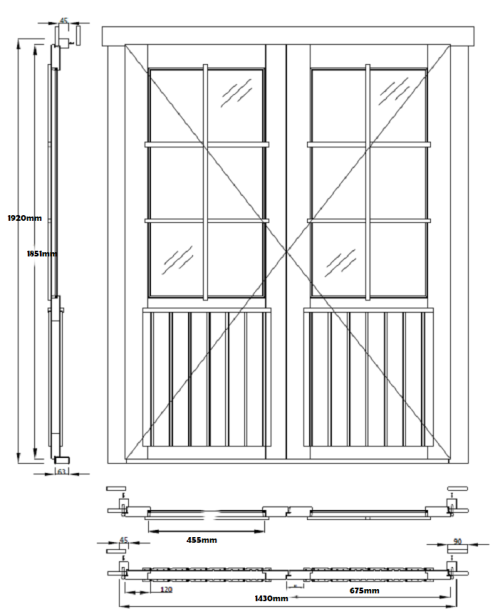Holztür Tür Doppeltür mit 2/3 Doppel-, Isolierglas Gummidichtung 1430x1920mm für Gartenhaus Ferienhaus aus Holz – Bild 8
