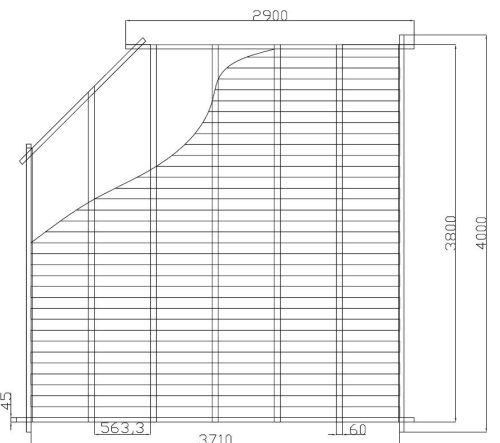 45mm 4,00x4,00m 5-Eck Gartenhaus LEON mit 28mm Fußboden