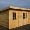 44mm Blockhaus mit 2 Räumen SANREMO, Pultdach, Fußboden, Doppel-, Isolierverglasung