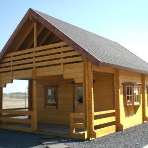 Wochenendhaus, Ferienhaus, Blockhaus OLIVIA 90mm-WandstГ¤rke mit Terrasse und Balkon