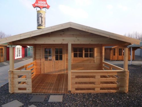 Gartenhaus HUGO 55 - 5,0 x 5,0m + 3m-Veranda mit Fussboden-Paket