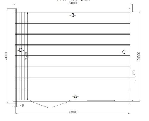 Gartenhaus DAVID 5,00 x 4,00m mit 28mm Fussboden