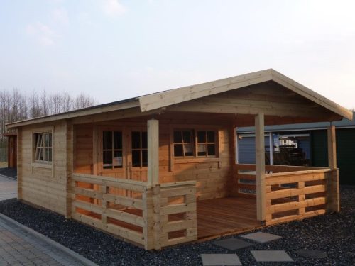 Gartenhaus HUGO 54 - 5,0 x 4,0m + 3m Terrasse und Fußboden-Paket