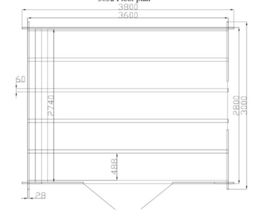 Gartenhaus RUBI - 3,8 x 3,0m mit Fußboden