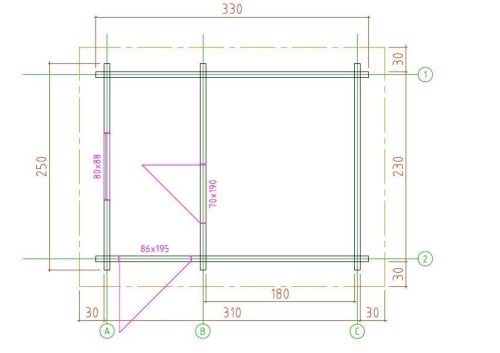 Garten- Saunahaus RHEINE 3,30 x 2,50m mit 2 Räumen
