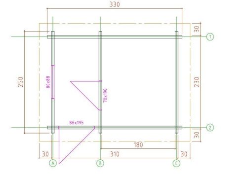 Garten- Saunahaus RHEINE 3,30 x 2,50m mit 2 Räumen