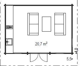 Wochenendhaus Ferienhaus Blockhaus 18,8m² mit lasierten Fenstern und Türen im Wunschfarbton