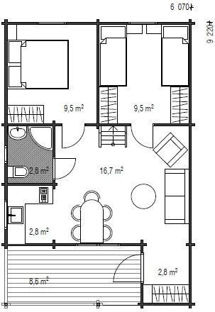 Wochenendhaus Ferienhaus Blockhaus 20,7m² mit lasierten Fenstern und Türen im Wunschfarbton 