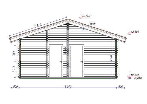 Wochenendhaus Ferienhaus Blockhaus 20,7m² mit lasierten Fenstern und Türen im Wunschfarbton