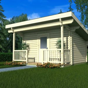 Wochenendhaus Ferienhaus Blockhaus 20,7m² mit lasierten Fenstern und Türen im Wunschfarbton 