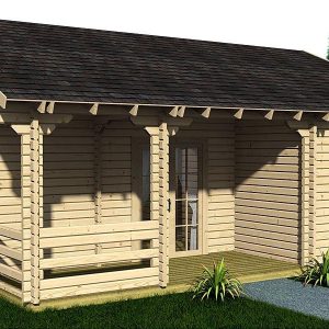 Wochenendhaus Ferienhaus Blockhaus 11m² mit lasierten Fenstern und Türen im Wunschfarbton 