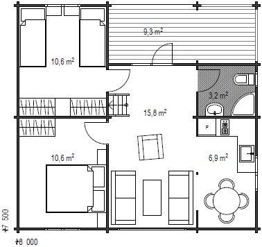 Wochenendhaus Ferienhaus Blockhaus 11m² mit lasierten Fenstern und Türen im Wunschfarbton 