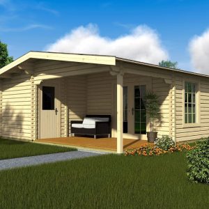 Wochenendhaus Ferienhaus Blockhaus 37,9m² mit lasierten Fenstern und Türen im Wunschfarbton 