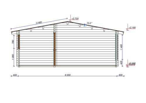 Wochenendhaus Ferienhaus Blockhaus 37,9m² mit lasierten Fenstern und Türen im Wunschfarbton