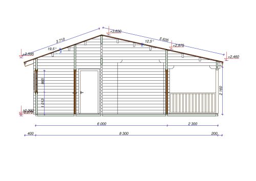 Wochenendhaus Ferienhaus Blockhaus 22,4m² mit lasierten Fenstern und Türen im Wunschfarbton