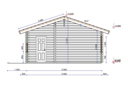 Wochenendhaus Ferienhaus Blockhaus 41,7m² mit lasierten Fenstern und Türen im Wunschfarbton