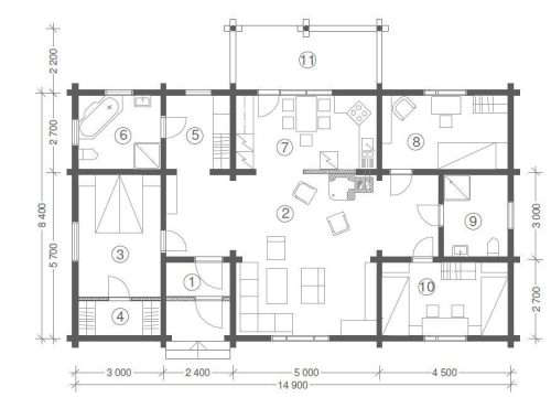 Wochenendhaus Ferienhaus Blockhaus 36,1m² mit lasierten Fenstern und Türen im Wunschfarbton