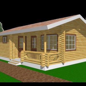 190mm Durchmesser Rundholz Ferienhaus Blockhaus 89,9m² mit lasierten Fenstern und Türen im Wunschfarbton 