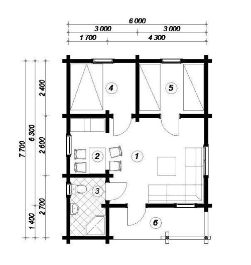 190mm Durchmesser Rundholz Ferienhaus Blockhaus 33m² mit lasierten Fenstern und Türen im Wunschfarbton