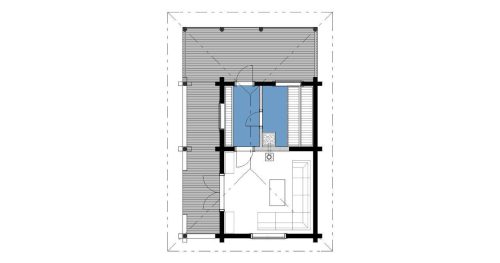 190mm Durchmesser Rundholz Ferienhaus Blockhaus 31,6m² + 24,7m² L-Form Terrasse, Fenstern, Türen im Wunschfarbton