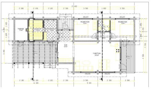 190mm Durchmesser Rundholz Ferienhaus Blockhaus 79,4m² + 27,3m² Terrasse mit lasierten Fenstern und Türen im Wunschfarbton
