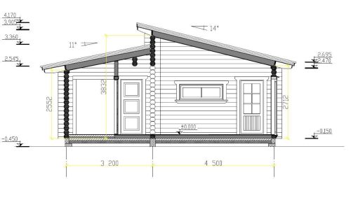 190mm Durchmesser Rundholz Ferienhaus Blockhaus 79,4m² + 27,3m² Terrasse mit lasierten Fenstern und Türen im Wunschfarbton