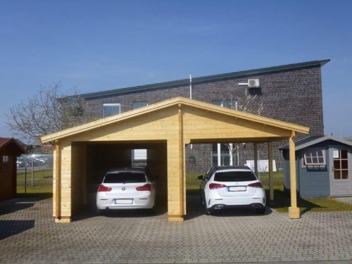 Holzgarage mit Carport 6,81 x 5,90m aus 70mm Wandbohlen GRAFSCHAFTER