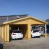 Holzgarage mit Carport 6,81 x 5,90m aus 70mm Wandbohlen GRAFSCHAFTER