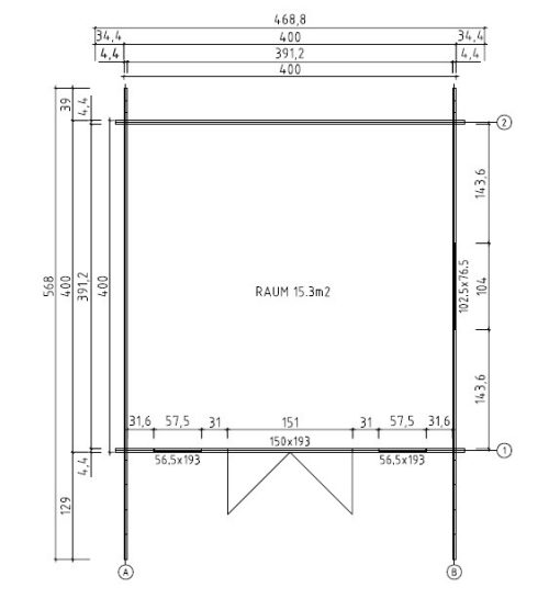 Gartenhaus CAPRI - 4,18 x 4,18m mit Boden