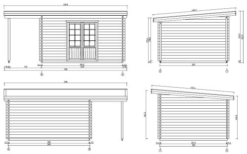 Gartenhaus MARCEL - 4,18 x 3,48m mit Schleppdach und Boden