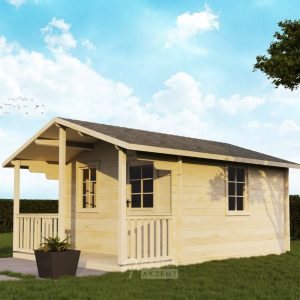 Gartenhaus NORA - 3,78 x 3,78m + 1,30m-Terrasse mit Boden 