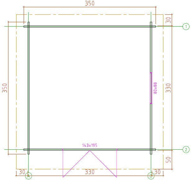 44mm Wandstärke Gartenhaus VIOLA 3,5 x 3,5m