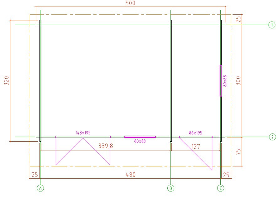 44mm Wandstärke Gartenhaus FLENSBURG 5,0 x 3,2m 