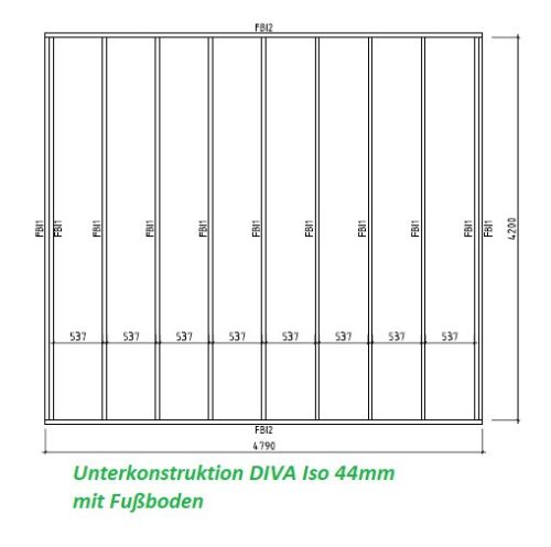 44mm Gartenhaus DIVA 5,00 x 4,50m