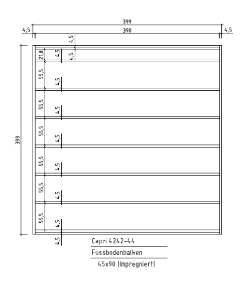 Gartenhaus CAPRI - 4,18 x 4,18m mit Boden