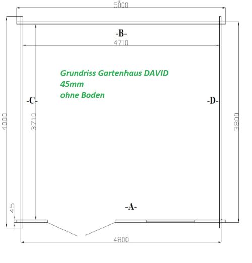 Gartenhaus DAVID - 5,00 x 4,00m