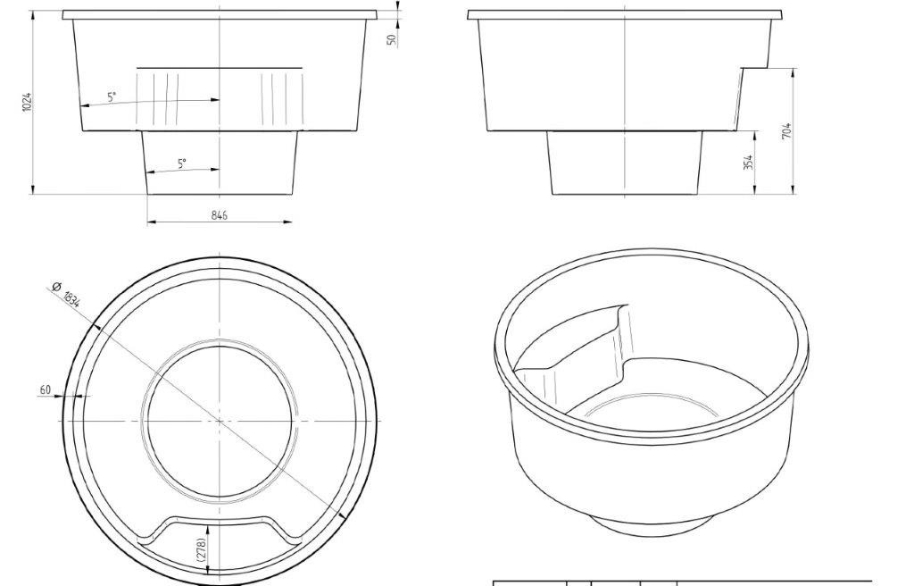 Badezuber Badebottich Hot Tub mit externem Ofen, PE-Kunststoff Einsatz und Abdeckung in grau