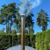 Badezuber Badebottich Hot Tub mit externem Ofen, PE-Kunststoff Einsatz und Abdeckung in grau