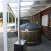 Badezuber Badebottich Hot Tub mit externem Ofen, PE-Kunststoff Einsatz und Abdeckung in grau