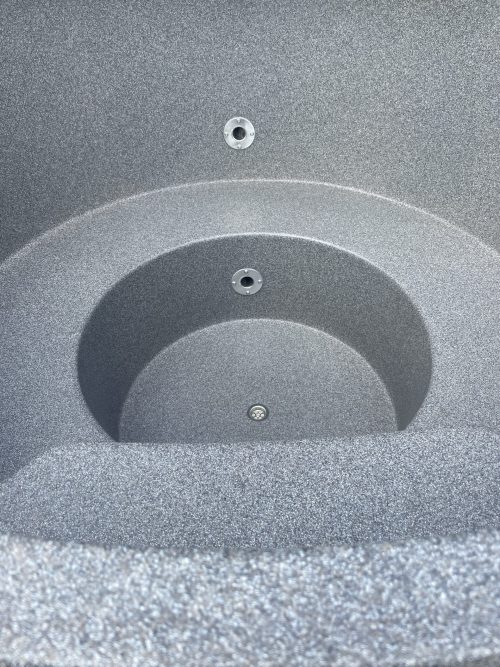 Badezuber Badebottich Hot Tub mit externem Ofen, PE-Kunststoff Einsatz und Abdeckung in grau