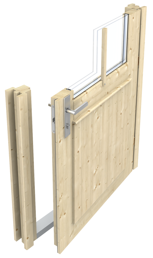 Holzgarage Garage 70mm - Tür mit Doppel-, Isolierverglasung