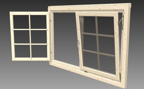 Doppelfenster - Doppelgarage aus Holz