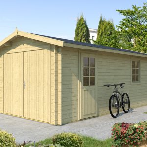 Holzgarage Garage A-40 inkl. Holz-Garagentor, Fenster und Tür mit Doppel-, Isolierverglasung