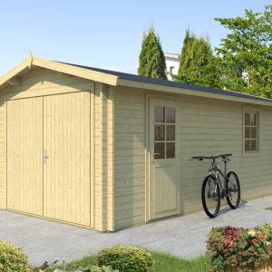 Holzgarage Garage 70mm - 3,20x5,50m inkl. Holz-Garagentor, Fenster und Tür mit Doppel-, Isolierverglasung