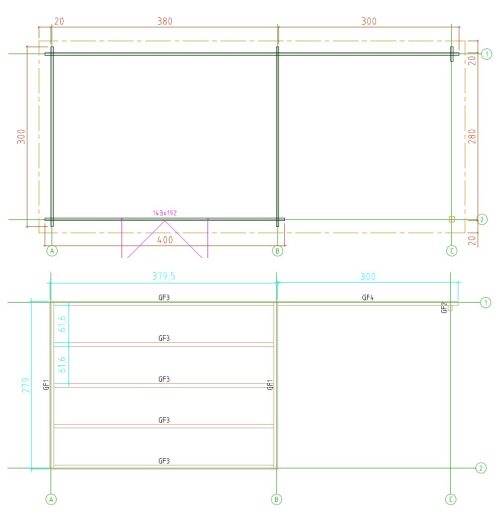 Gartenhaus KÖLN 4,0 x 3,0m + 3m Terrasse, mit Boden, Isolier-, Doppelverglasung, Pultdach