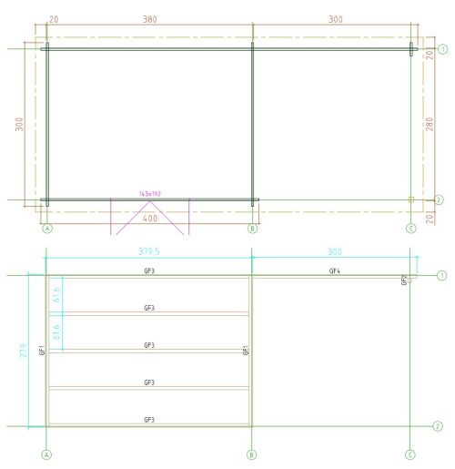 Gartenhaus KÖLN 4,0 x 3,0m + 3m Terrasse, mit Boden, Isolier-, Doppelverglasung, Pultdach