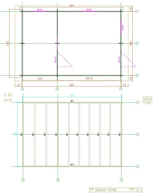 Blockhaus TWIST 4,0 x 6,0m mit 2 Räumen und Schlafboden