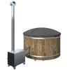 Badezuber Badebottich Hot Tub Ø 207 cm mit externem Ofen inkl. Kunststoff Einsatz und Deckel in grau
