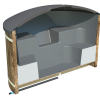 Badezuber Badebottich Hot Tub Ø 207 cm mit externem Ofen inkl. Kunststoff Einsatz und Deckel in grau