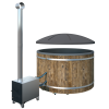 Badezuber Badebottich Hot Tub Ø 207 cm mit externem Ofen inkl. Kunststoff Einsatz und Deckel in grau